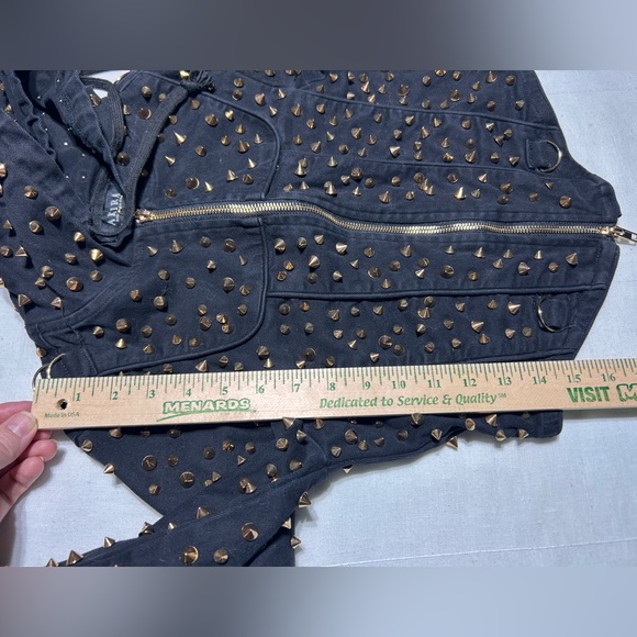 AKIRA Black Bomber Jacket with Gold Studs - Picture 11 of 11